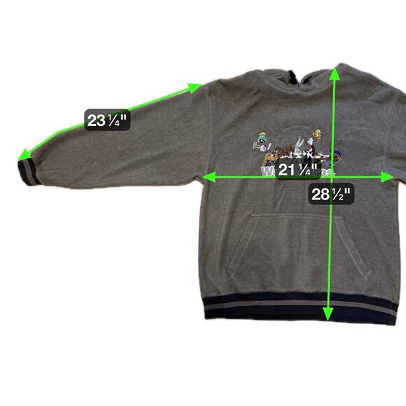 Warner Bros Looney Tunes Hoodie Embroidered Oversized Vintage 90s - Picture 8 of 8